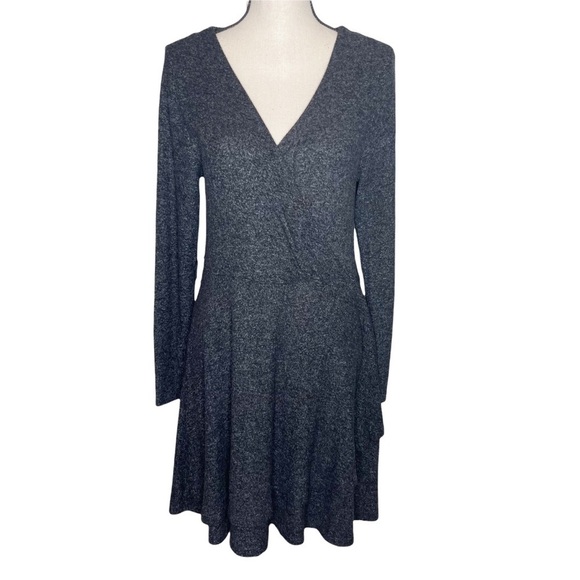 Anthropologie Dresses & Skirts - Anthropologie Saturday Sunday Gray Crossover Long Sleeve Sweater Dress